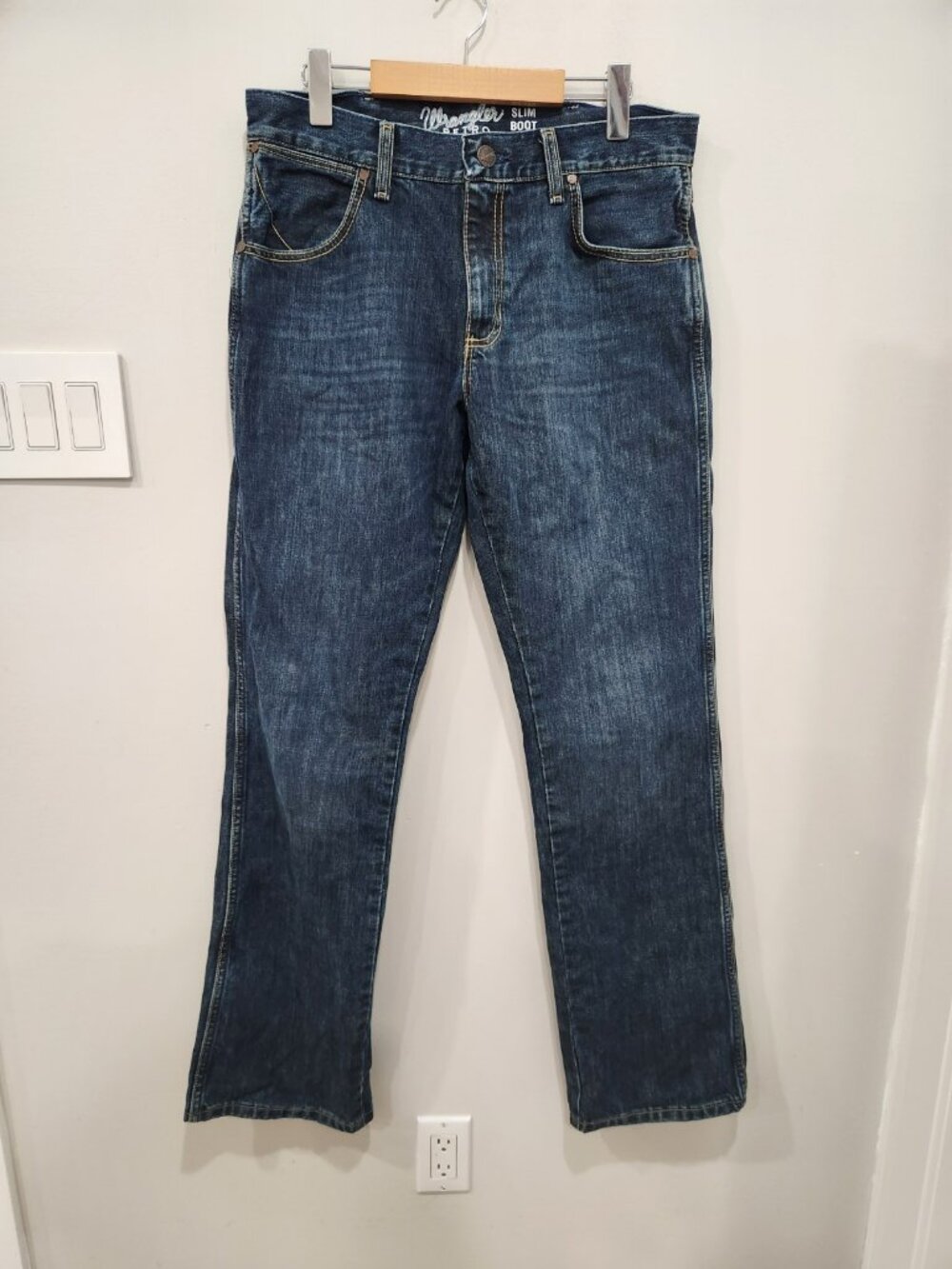Wrangler Retro Slim Boot Jeans Mens 32x34 Blue Western Denim Cowboy Rodeo